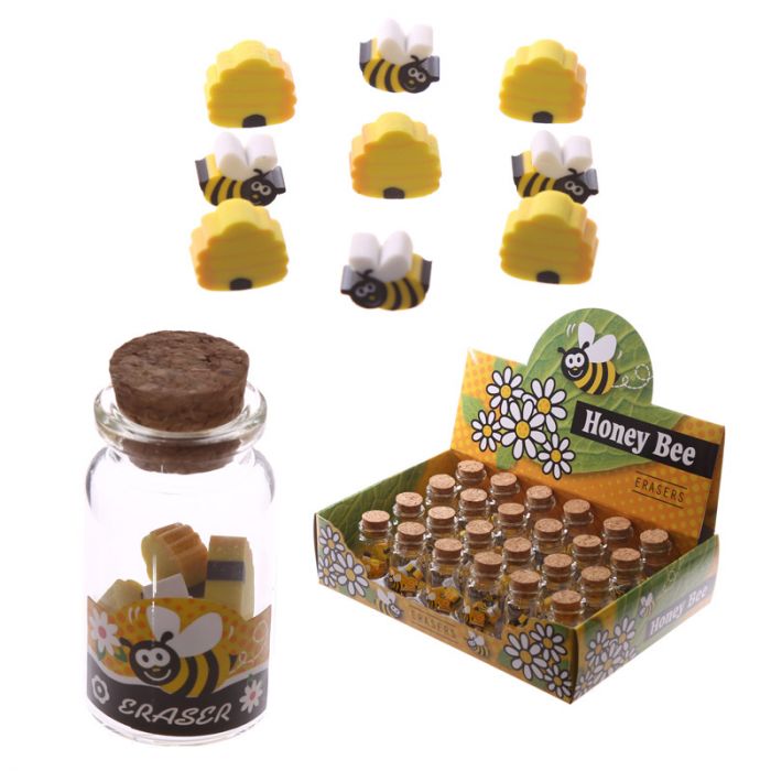 Cute Honey Bee Mini Erasers in a Jar