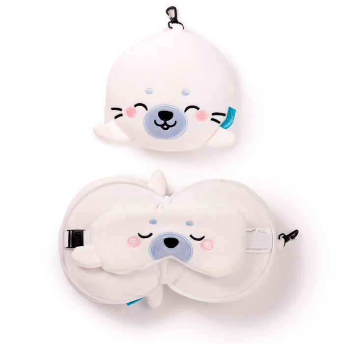 Relaxeazzz Adoramals Kai the Seal Plush Travel Pillow & Eye Mask