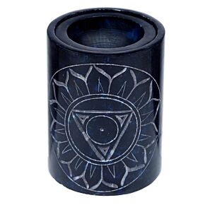 Dark Blue Soapstone Carved Chakra Oil Burner Dark Blue Soapstone Carved Chakra Oil Burner