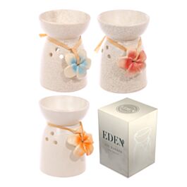 Eden Speckled Cream Ceramic Oil & Wax Melt Burner with Flower