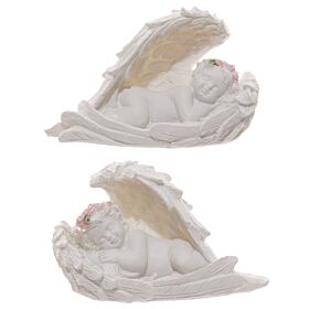 Cherubs Sleeping in Wings with Pink Roses