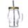 Glass Skull Drinking Jar with Metal Lid & Stripy Straw
