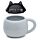 Feline Fine Black Cat Peeping Lid Ceramic Lidded Animal Mug