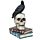 Crow Standing on Skull & Books Ornament