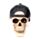 Skull with Backwards Baseball Cap