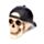 Skull with Backwards Baseball Cap