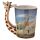 Giraffe Savannah Decal Ceramic Shaped Handle Mug
