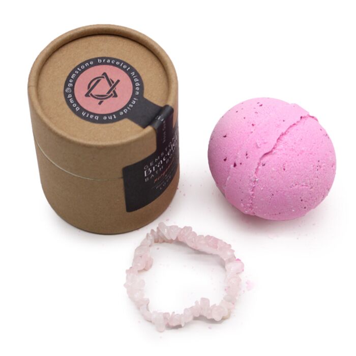 Rose Quartz Bracelet Shea Butter Bergamot Bath Bomb