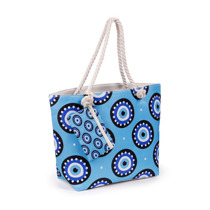 Round Evil Eye Beach Bag & Mini Zip Up Pouch