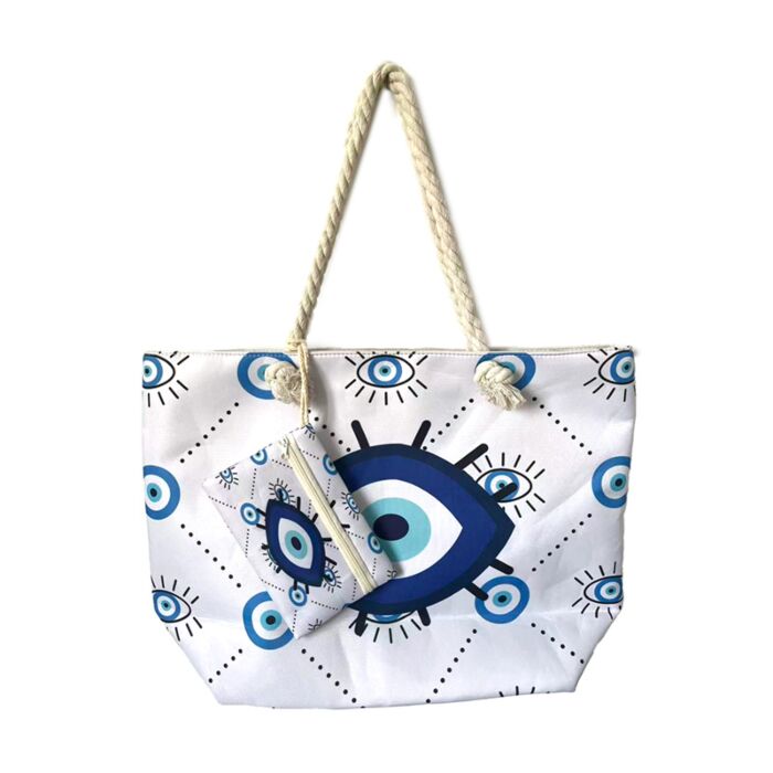 Oval Evil Eye Beach Bag