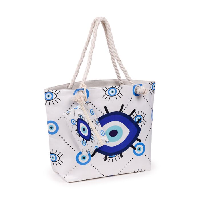Oval Evil Eye Beach Bag & Mini Zip Up Pouch
