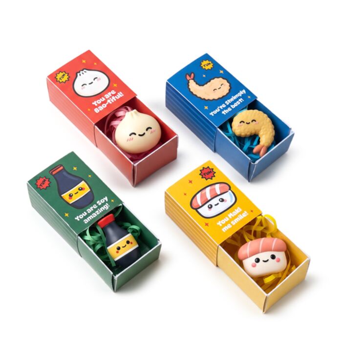 Foodiemals Bao House Bao Bun, Shrimp, Maki, Soy Sauce Charm in a Box
