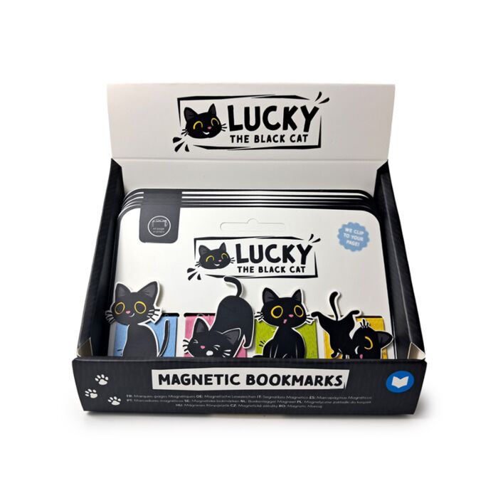 Lucky the Black Cat Magnetic Bookmark Set