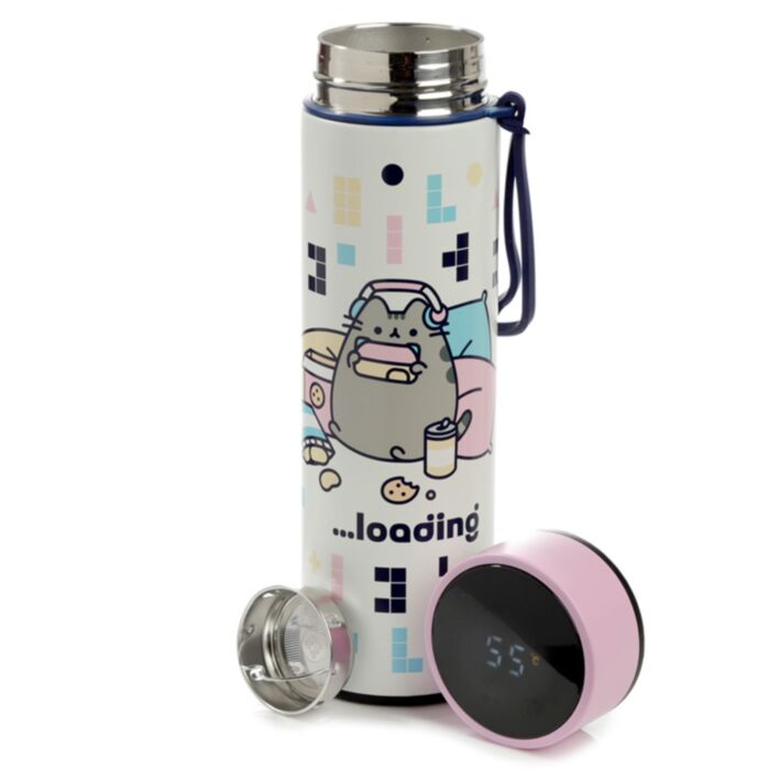 Pusheen Cat Gamer Girl Hot & Cold Digital Thermometer Bottle