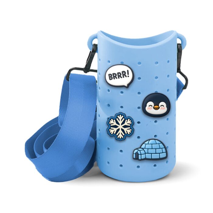 Adoramals Nico the Pengiun Silicone Bottle Carrier with 4 Charms