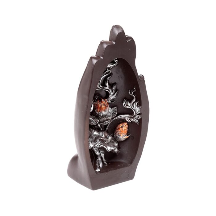 Silver & Black Hand Shaped Carved Lotus