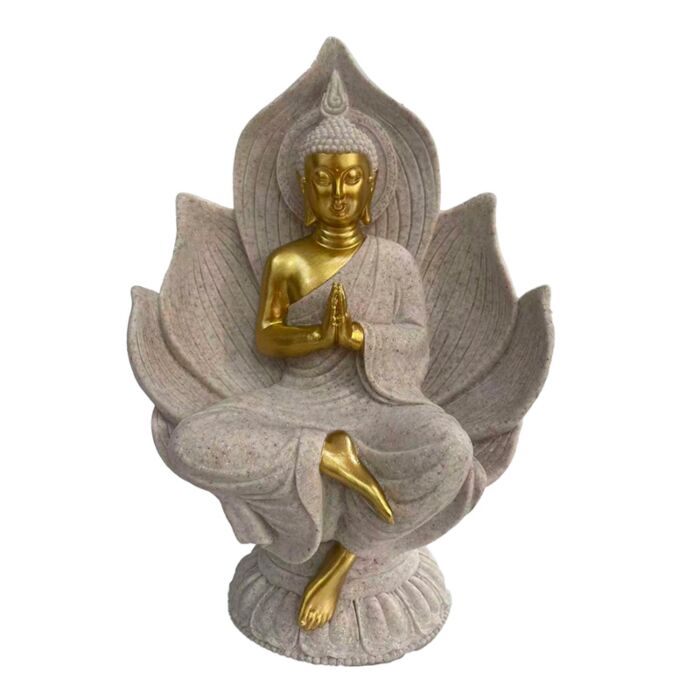 Sandstone & Gold Effect Thai Buddha Seated