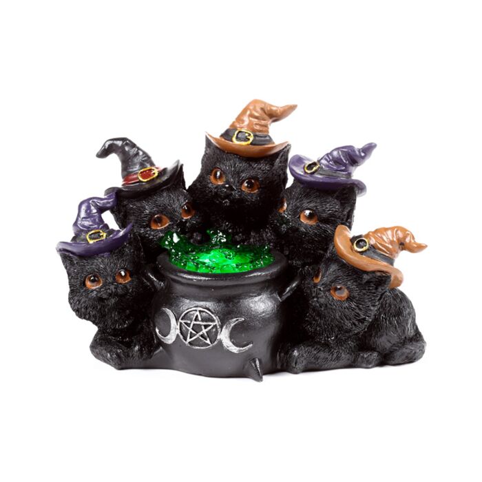 Witches Black Cat LED Bubbling Cauldron