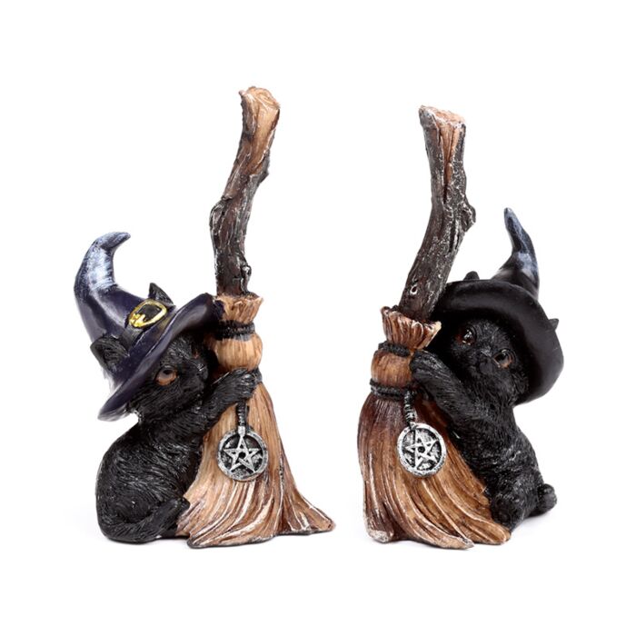 Witches Black Cat with Broomstick