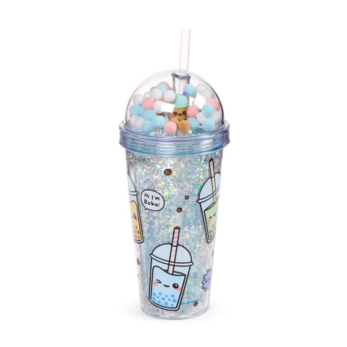 Foodiemals Bubble Tea Double Walled Cup & Straw with Charms