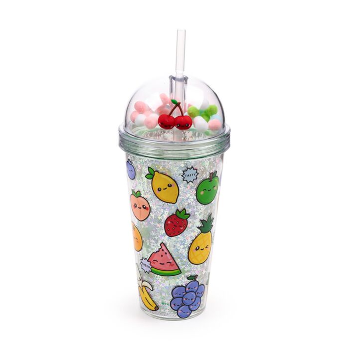 Foodiemals Fruit Double Walled Cup & Straw with Charms