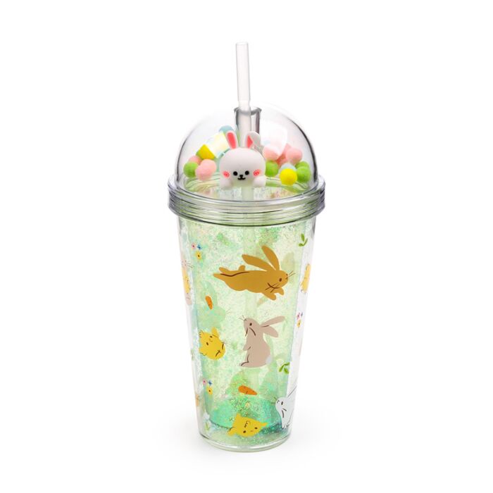 Springtime Double Walled Cup & Straw with Charms