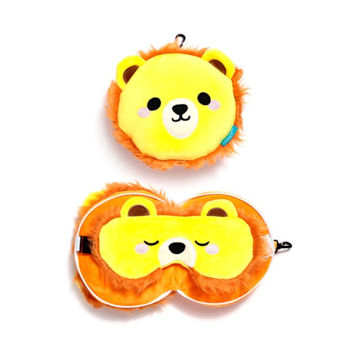 Relaxeazzz Lion Plush Travel Pillow & Eye Mask