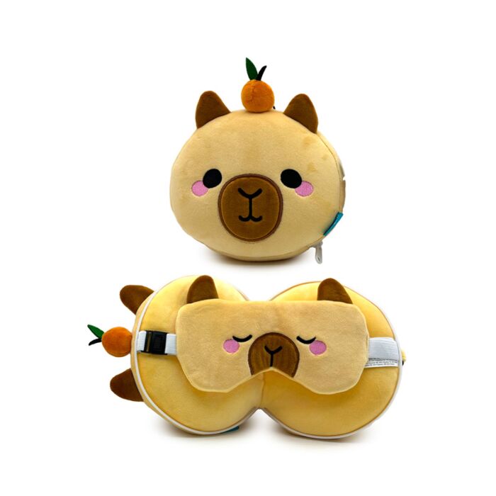 Relaxeazzz Duke the Capybara Plush Travel Pillow & Eye Mask