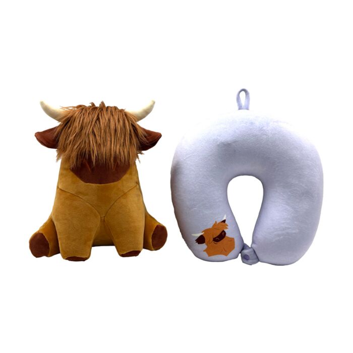 Swapseazzz Hairy Coos Highland Coo 2-in-1 Plush Travel Pillow & Toy