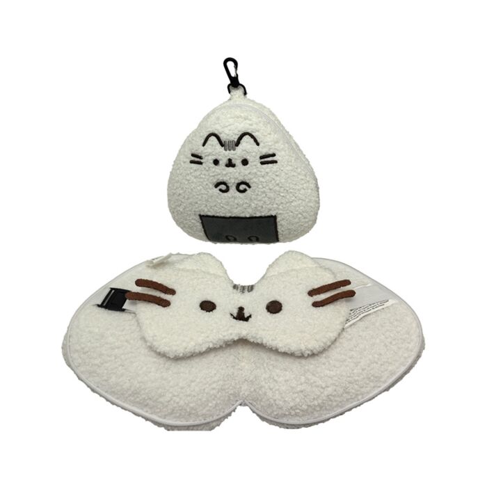 Relaxeazzz Pusheen Cat Bento Club Shaped Travel Pillow & Eye Mask