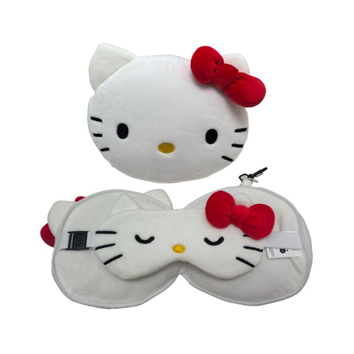 Relaxeazzz Hello Kitty Plush Travel Pillow & Eye Mask