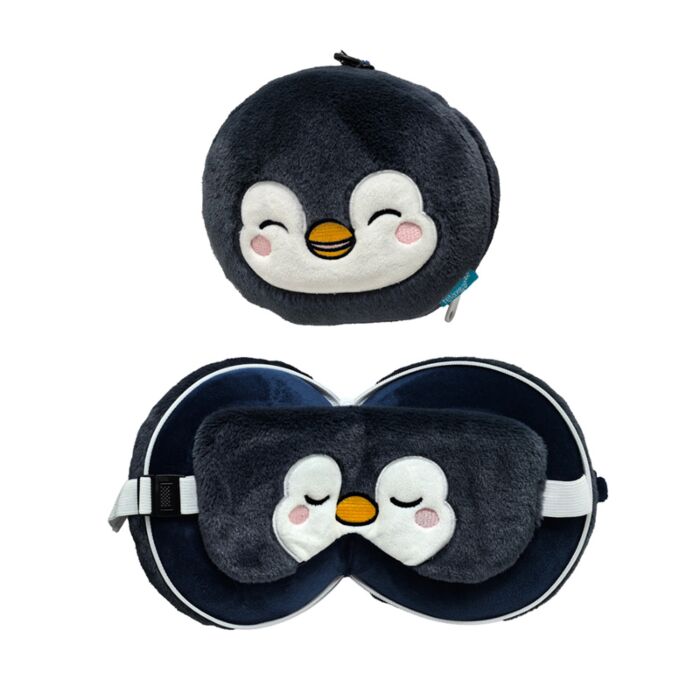 Relaxeazzz Adoramals Nico the Penguin Plush Travel Pillow & Eye Mask