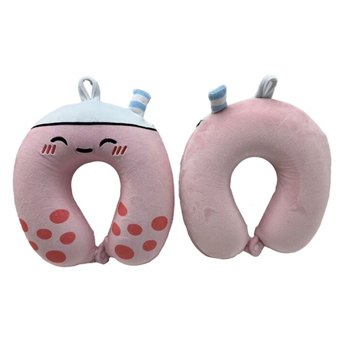 Relaxeazzz Foodiemals Bubble Tea Plush Kids Memory Foam Travel Pillow