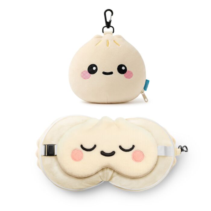 Relaxeazzz Foodiemals Bao House Bao Bun Plush Travel Pillow & Eye Mask