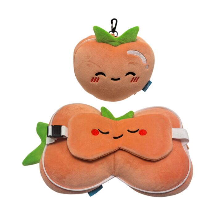 Relaxeazzz Foodiemals Peach Plush Travel Pillow & Eye Mask