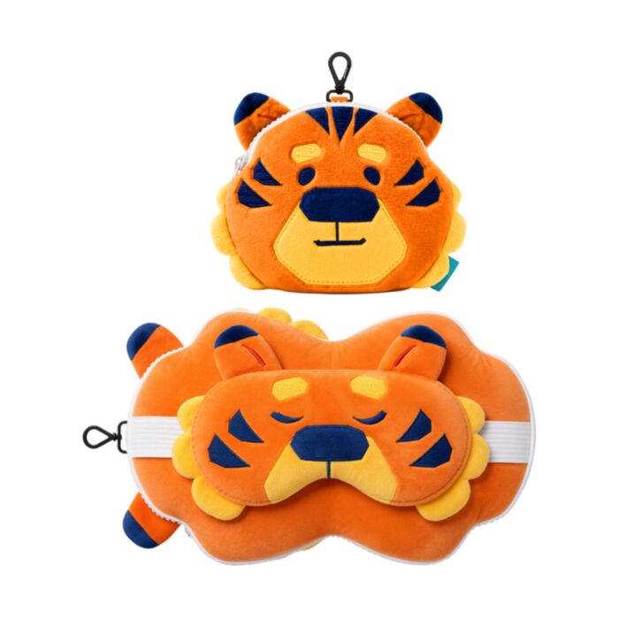 Relaxeazzz Wild World Tiger Plush Travel Pillow & Eye Mask