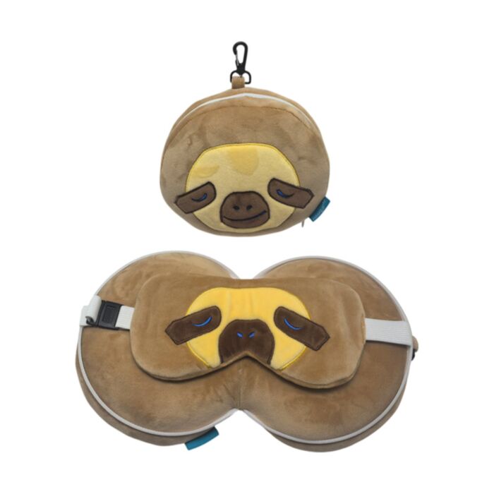 Relaxeazzz Wild World Sloth Plush Travel Pillow & Eye Mask