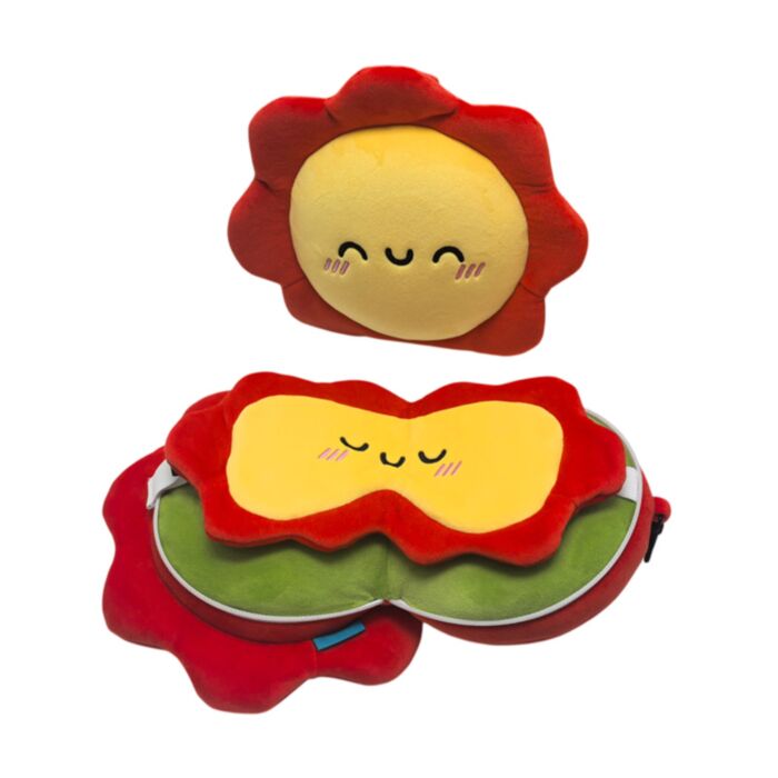 Relaxeazzz Adoramals Flower Plush Travel Pillow & Eye Mask