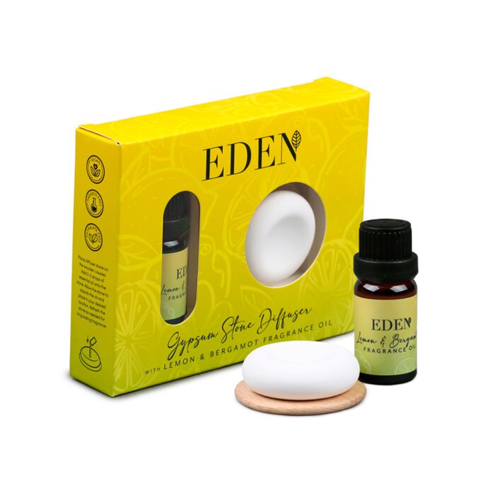 Eden Lemon & Bergamot Gypsum Stone Diffuser & Fragrance Oil Set