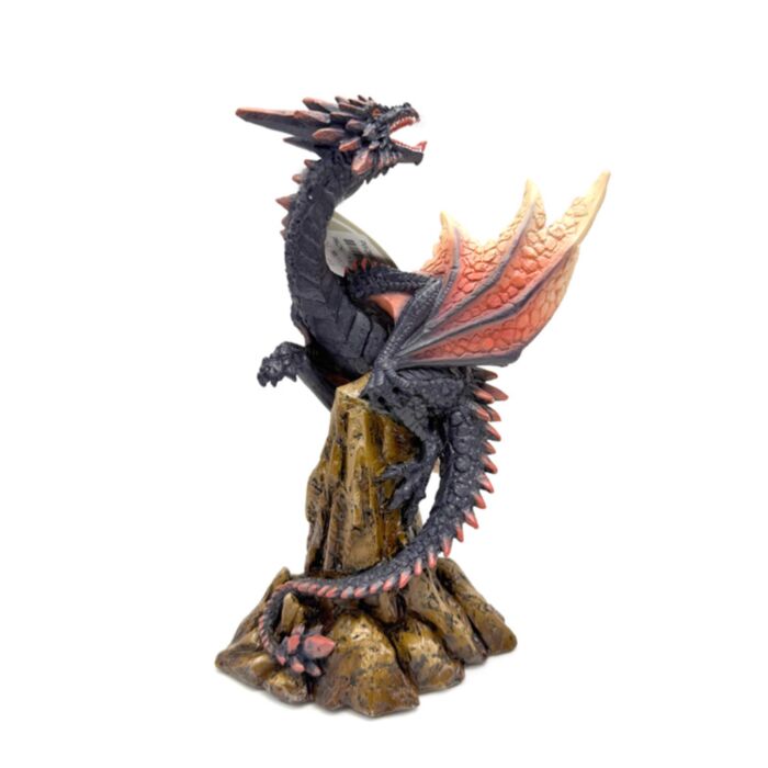 Dark Legends Charcoal Fire Dragon on Rock