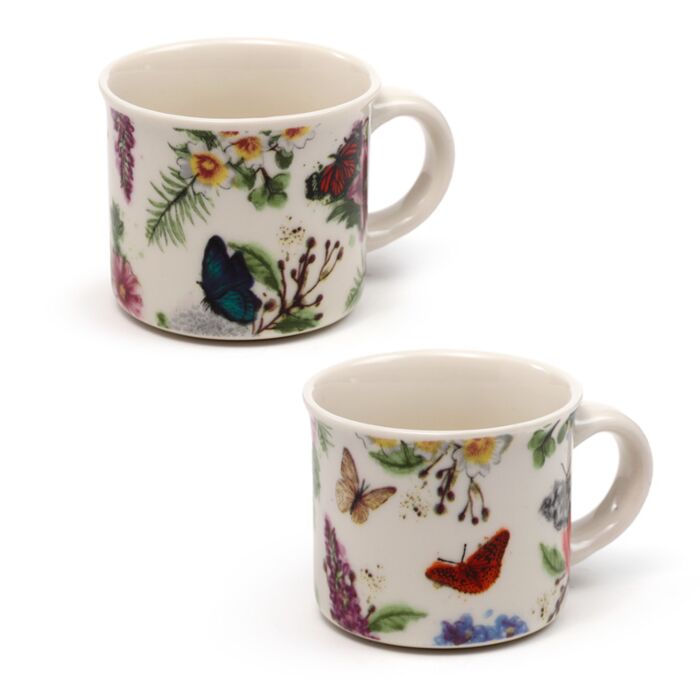 Butterfly Meadows Set of 2 Porcelain Espresso Cups