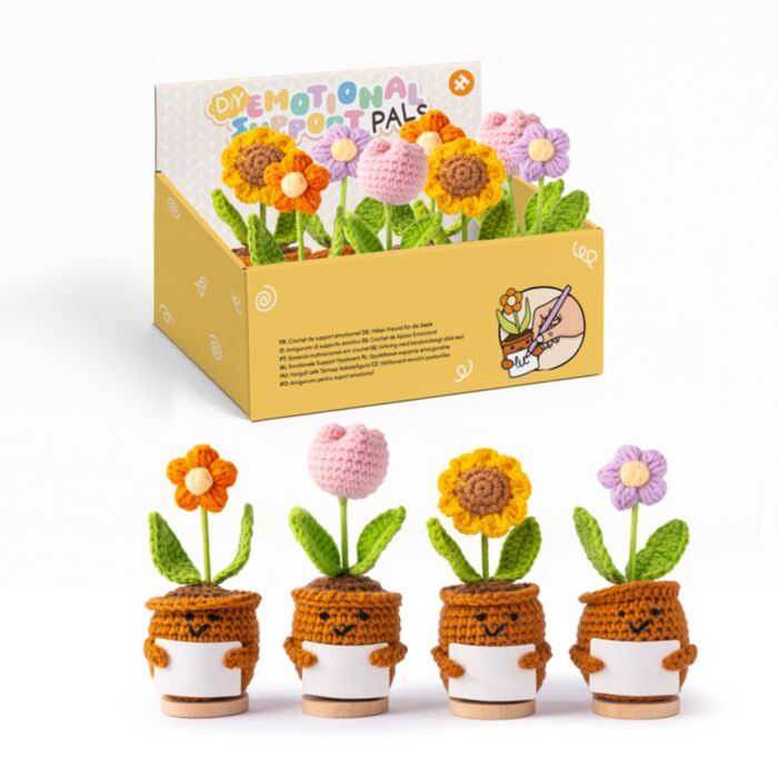 Positive Emotional Support Crochet Flowers (Blank Message Card)