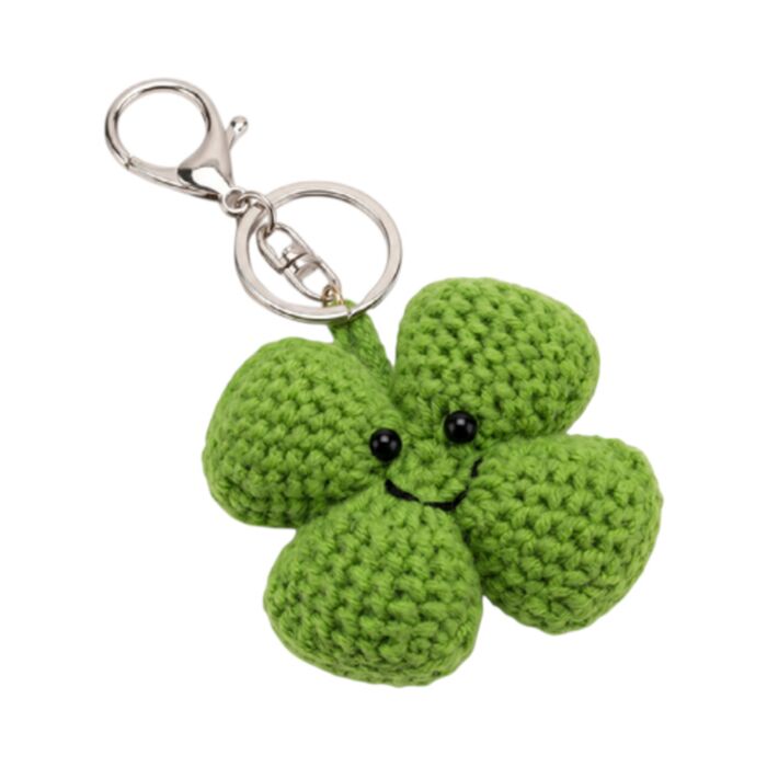 Lucky 4 Leaf Clover Ireland Souvenir Irish Positive Emotional Support Crochet Keyring