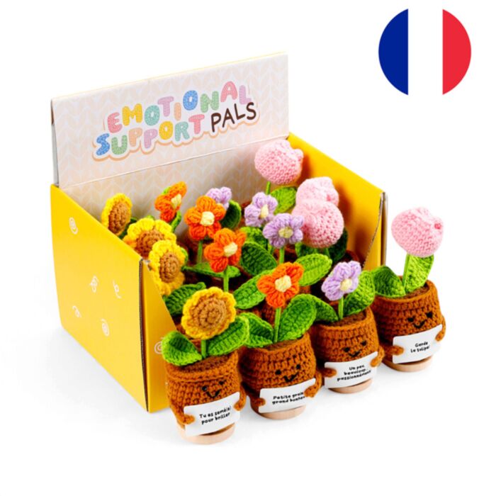 French Positive Emotional Support Crochet Flowers