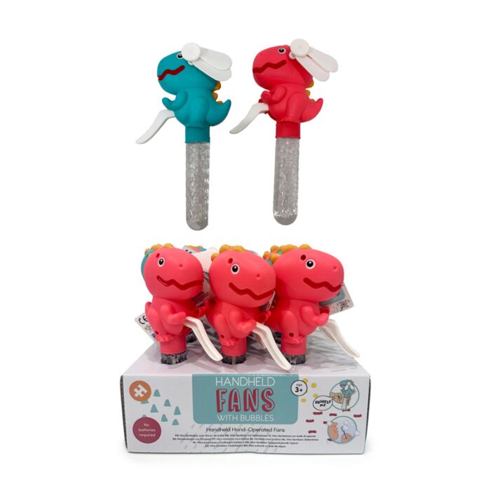 Dinosaur Handheld Hand-Operated Fan with Bubbles