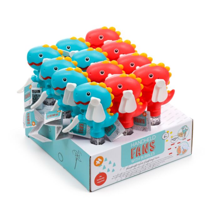 Dinosaur Handheld Hand-Operated Fan with Bubbles