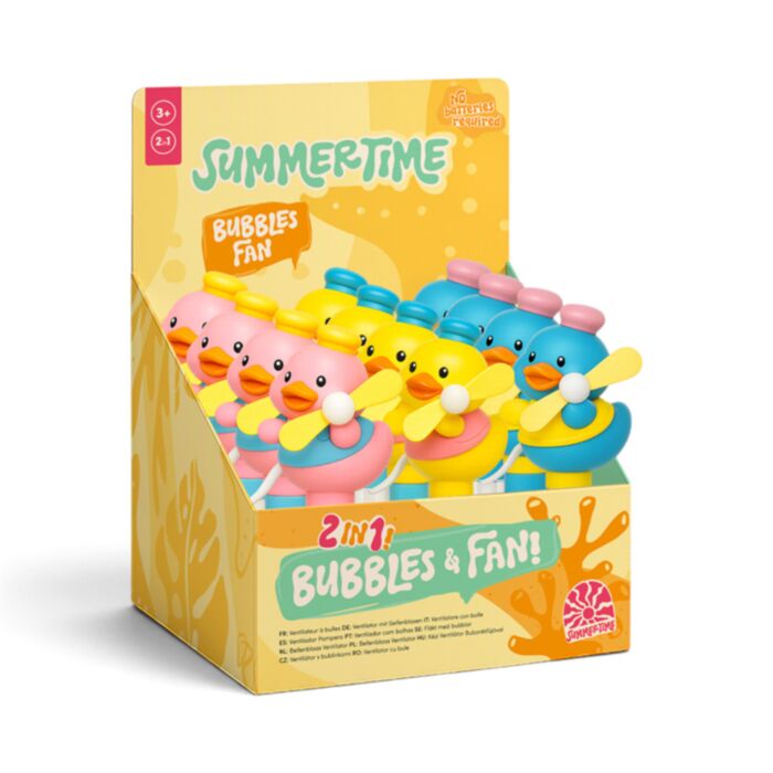 Summertime Duck Handheld Hand-Operated Fan with Bubbles