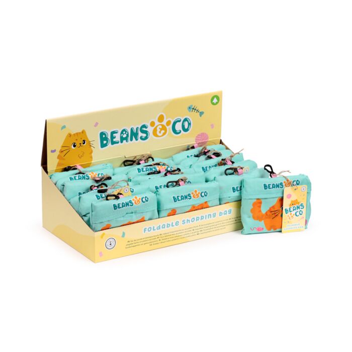 Foldable Reusable Shopping Bag Beans & Co Cats