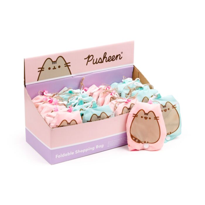 Foldable Reusable Shopping Bag Pusheen the Cat Hearts & Stars
