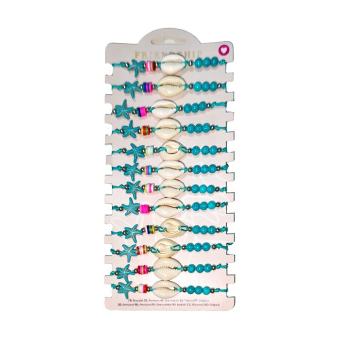 Fashion Bracelets - Blue Beads with Shells & Starfish
